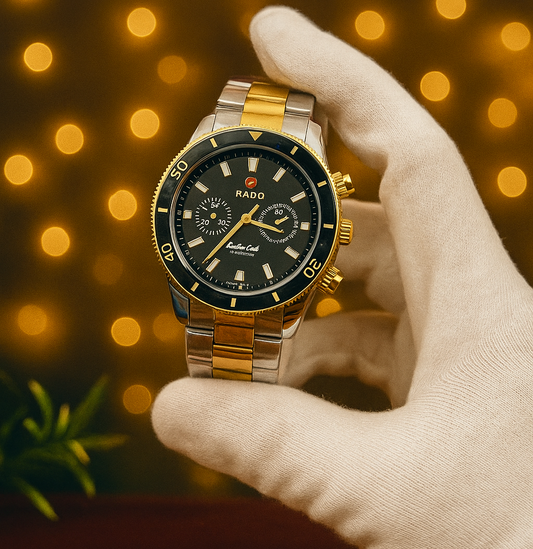RADO Captain Cook Men’s Luxury Watch – Two-Tone Gold & Silver Chronograph