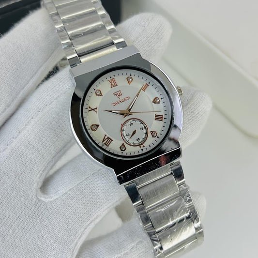 TiMEWORTH Prestige Series – Black Dial Silver Chain Luxury Watch