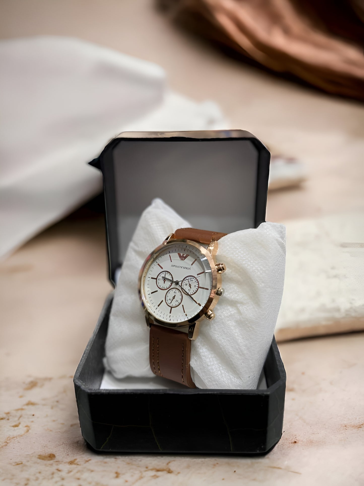 Emporio Armani Men’s Rose Gold Chronograph Watch
