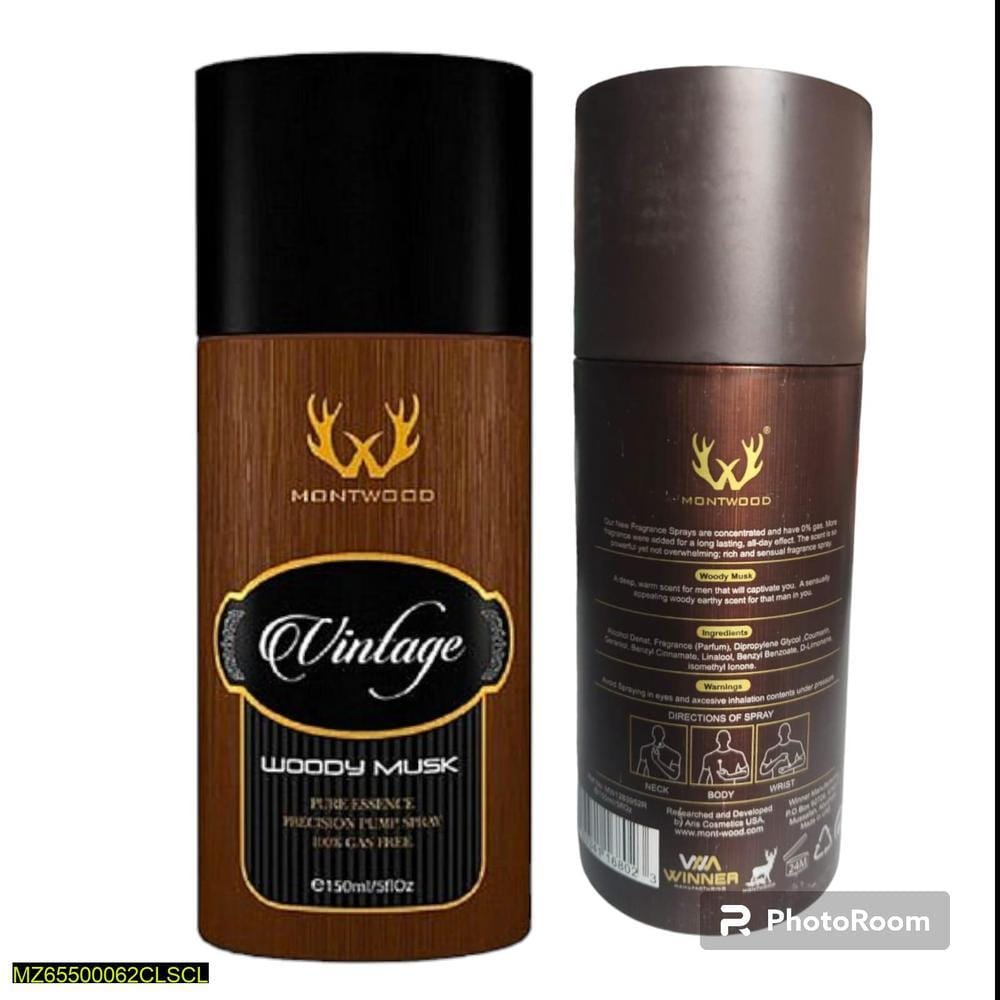 Montwood Vintage Woody Musk Body Spray for Men – Long Lasting 150ml